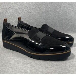 Dr. Scholl's Webster Loafers Women's 8.5 M Black Slip On Faux‎ Patent Microsuede